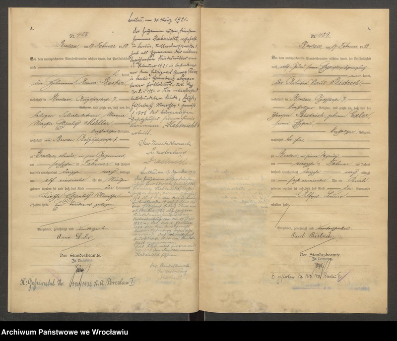 image.from.unit.number "Geburts-Haupt-Register Breslau IV 1913 Band 2"