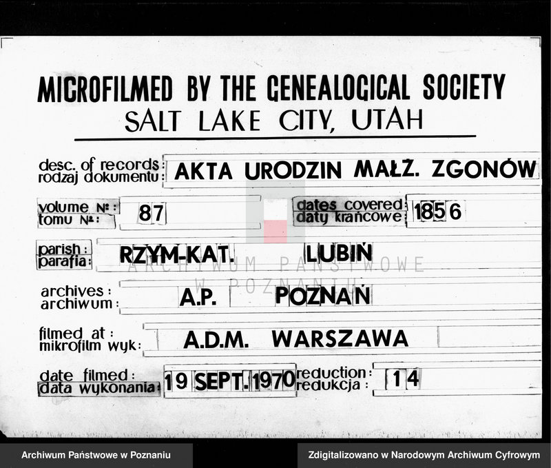 Obraz 1 z jednostki "Duplikat zaślubionych, urodzonych, zmarłych"
