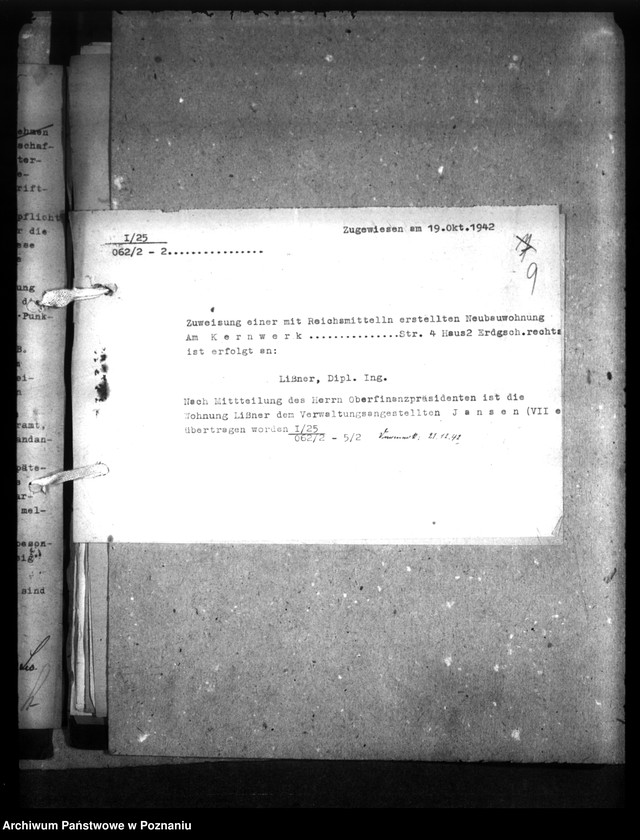 Obraz 12 z jednostki "Wohnungszuweisungen für Deutsche. Verdrängung der Polen."