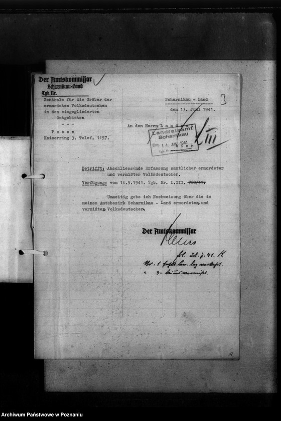 Obraz 7 z jednostki "Kreis Scharnikau (Czarnków). Wykazy miejscowych Niemców, którzy zginęli w 1939 roku - korespondencja"