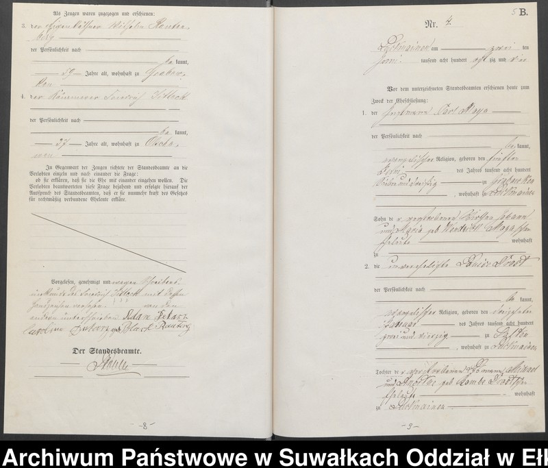 image.from.unit.number "Heiraths-Haupt-Register des Königlichen Preussischen Standes-Amtes Lucknainen Kreis Sensburg für das Jahr 1884 [do 1887]"