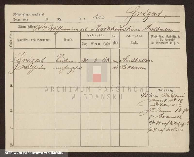 image.from.unit.number "Karty meldunkowe: Griga - Griss"