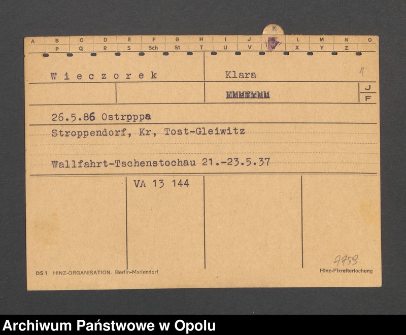 Obraz 3 z jednostki "[Wieczorek Klara, ur. 26.05.1886 r. Ostroppa]"