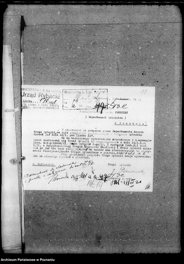 Obraz 16 z jednostki "Sprawozdania miesięczne Urzędu Rybackiego"