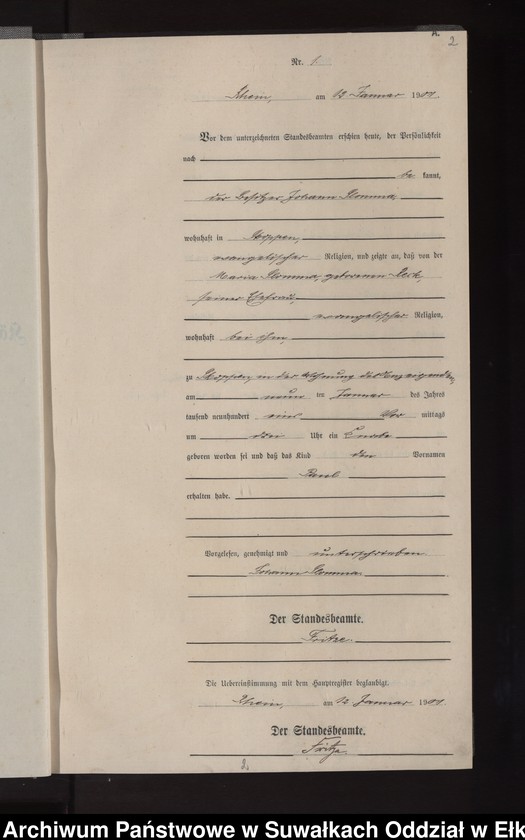 image.from.unit.number "Geburts-Neben-Register des Königlichen Preussischen Standes-Amtes Orlen Kreis Loetzen"