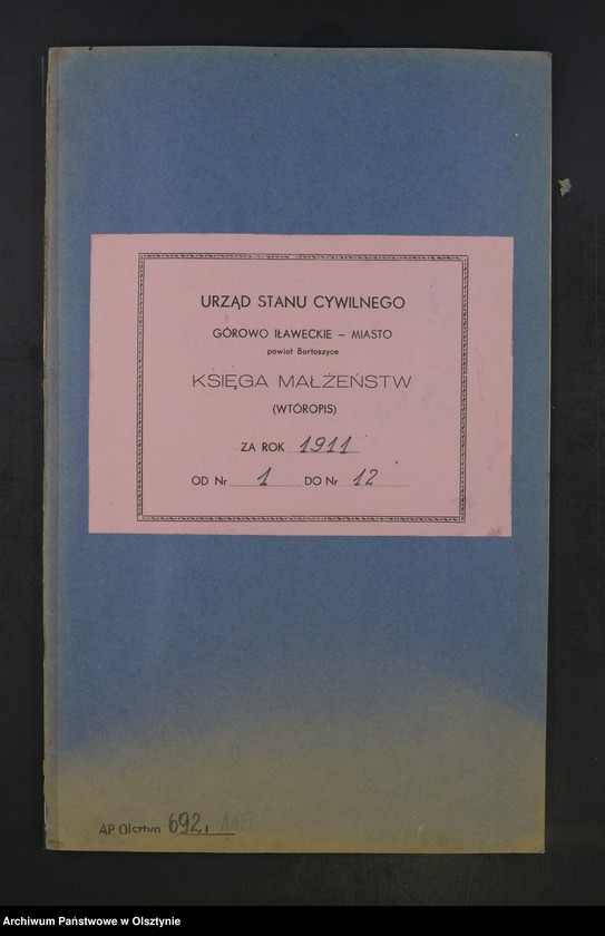 image.from.unit.number "Heiraths-Neben-Register Nr 1 -12 [ Księga małżeństw- wtóropis ]"