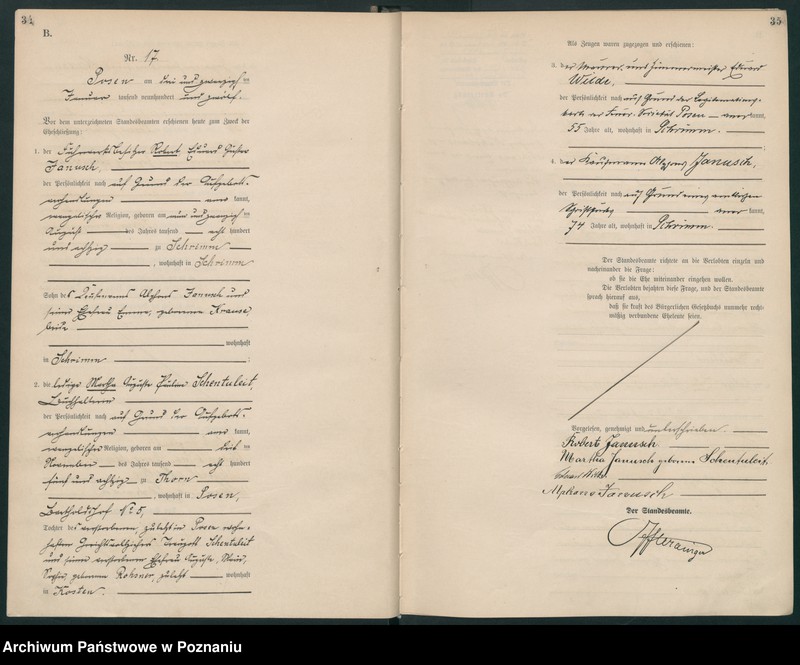 Obraz 19 z jednostki "Księga miejscowa małżeństw tom I [Rejestr główny małżeństw]"