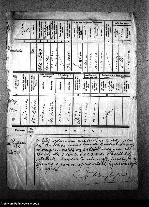 Obraz 6 z jednostki "[Kuchnia nr 311, ul. Wawelska 3/5. Kuchnia nr 127, ul. Wawelska 7. Działalność kuchni, personel, konsumenci, kontrole]"