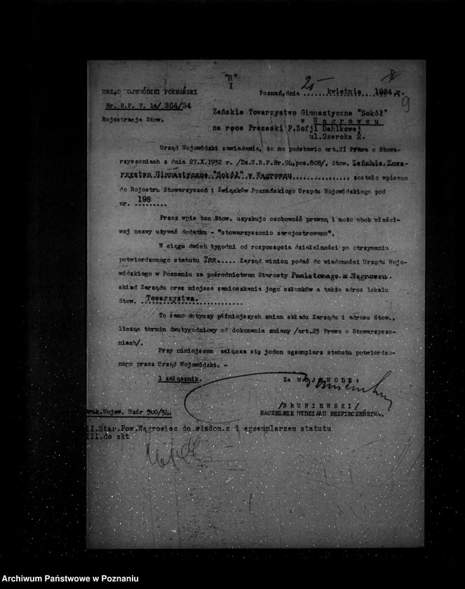 Obraz 14 z jednostki "/Towarzystwo Gimnastyczne Sokół w Wągrowcu - rejestracja/"