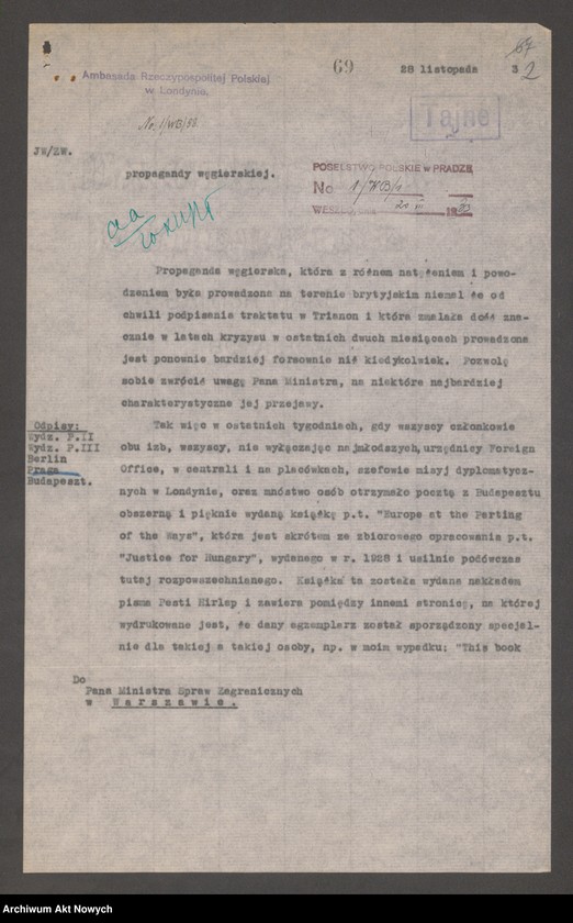 image.from.unit "Wielka Brytania: Stosunki polityczne z zagranicą. Węgierska akcja propagandowa w Londy­nie na rzecz rewizji granic ustalonych przez traktat w Trianon (raporty Ambasady RP w Londynie)"