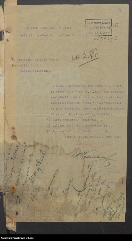 Obraz 8 z jednostki "„Union” – Feliks Wassercug, Jan Landau, Salomon Nowiński – dom komisowo - licytacyjny"