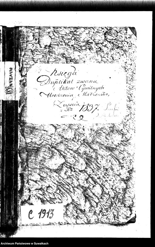 image.from.unit.number "Księga Duplikat zwana Aktów Cywilnych Urodzenia, Małżeństw i Zeyscia z R-u 1837 Parafii Metelskiey"