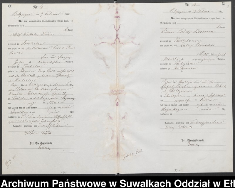 image.from.unit.number "Sterbe-Haupt-Register des Königlichen Preussischen Standes-Amtes Belzonzen Kreis Johannisburg"