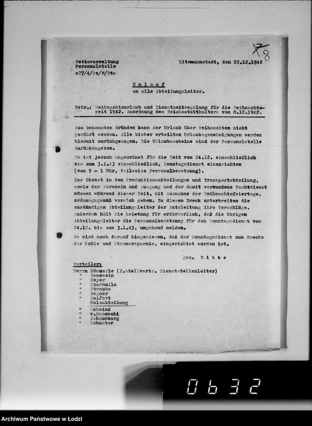 Obraz 13 z jednostki "Anordnungen und Umläufe an alle Abteilungsleiten Getto-Verwaltung"