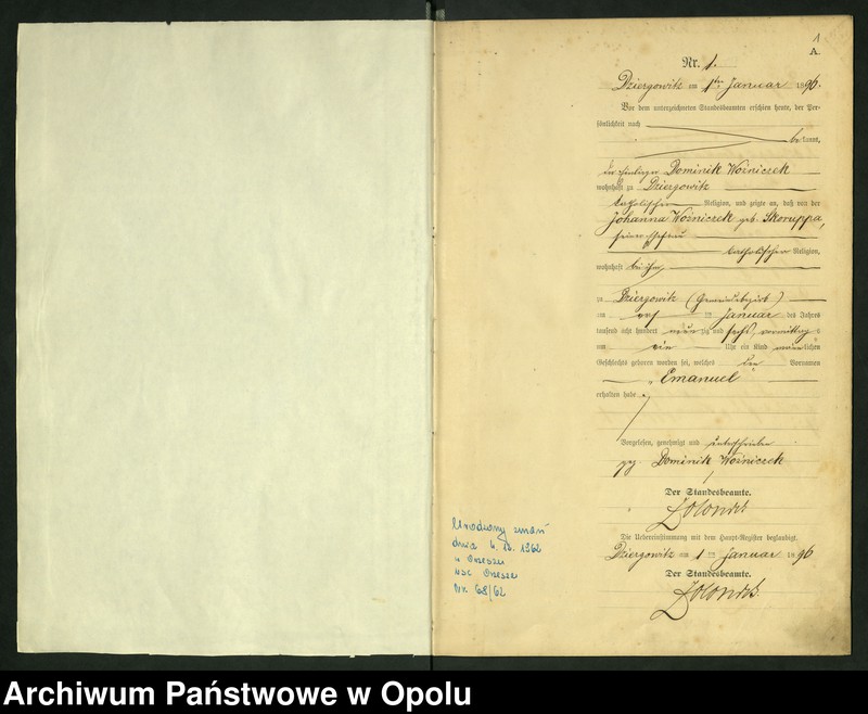 Obraz z jednostki "Urząd Stanu Cywilnego Dziergowice Księga urodzeń rok 1896-97"