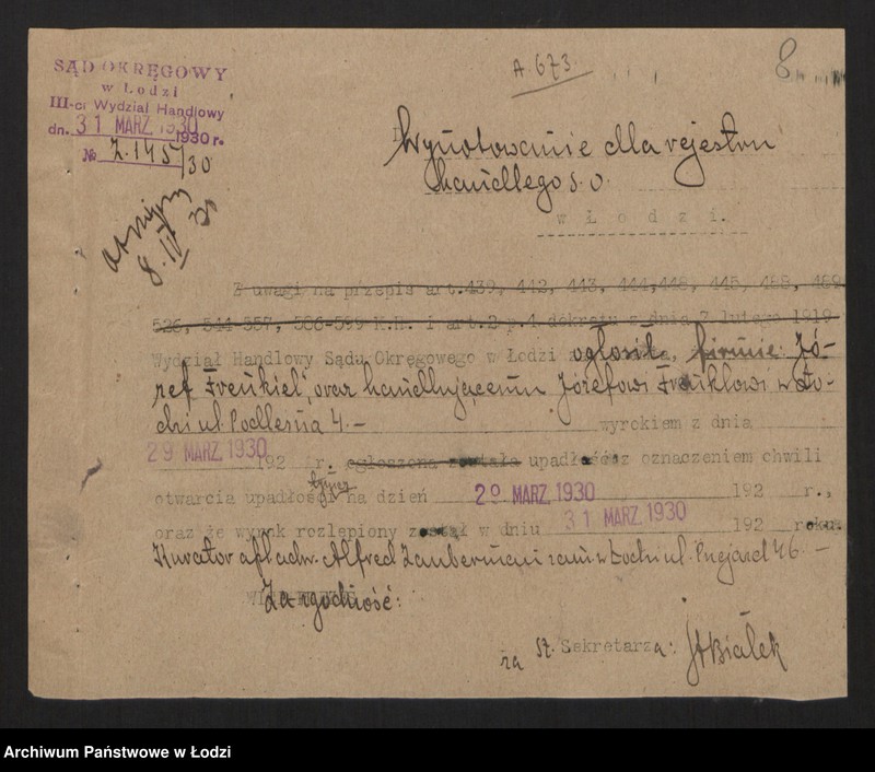 Obraz 10 z jednostki "Józef Frenkel- magazyn pończoch"