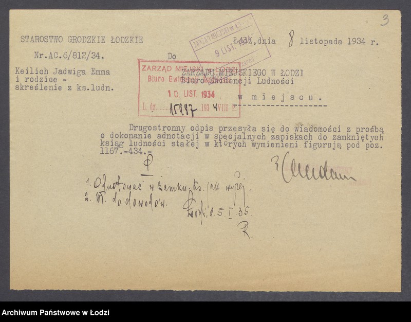 Obraz 5 z jednostki "Dowody metrykalne stałych mieszkańców m. Łodzi nr domu 1167-1168"