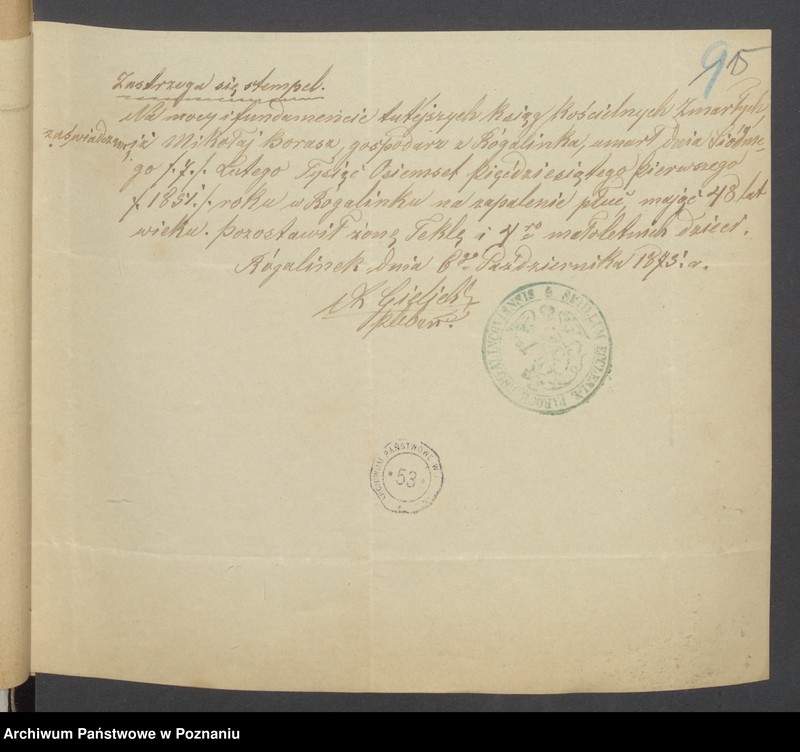 Obraz 16 z jednostki "Die von den Verlobten beigebrachten Urkunden zur Eheschliessung pro 1875"