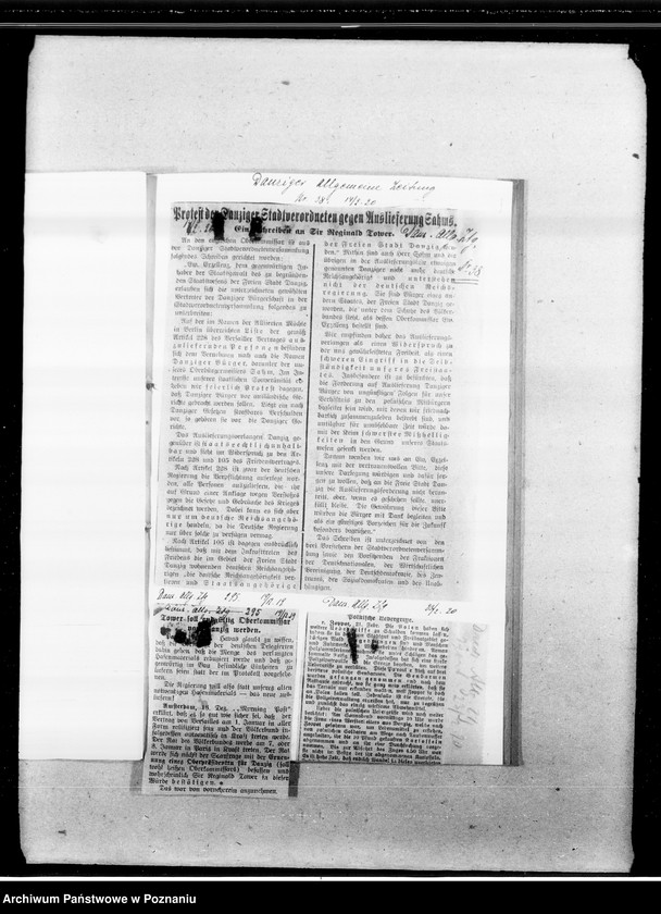 Obraz 14 z jednostki "Sprawa granic niepodległej Polski [wycinki prasowe z gazety "Danziger Allgemeine Zeitung"]"