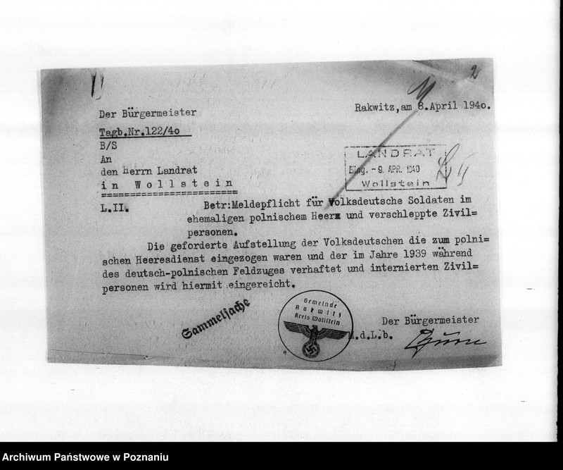 Obraz 6 z jednostki "Spisy miejscowych Niemców z powiatu wolsztyńskiego służących w wojsku polskim lub internowanych przez polskie władze"