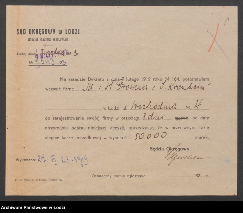 Obraz 3 z jednostki "H. i M. Prowizer i I. Kronheim – sprzedaż naczyń kuchennych"