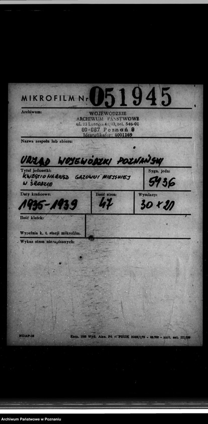 Obraz 2 z jednostki "Kwestionariusz Gazowni Miejskiej w Środzie"