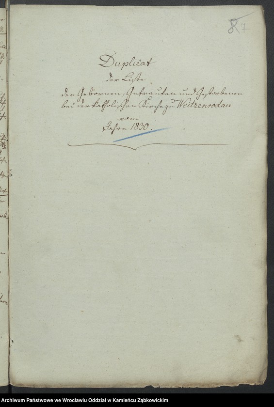 image.from.unit.number "Amtsgericht Schweidnitz Duplicate der Kirchenbücher der katholische Kirche zu Weizenrodau"