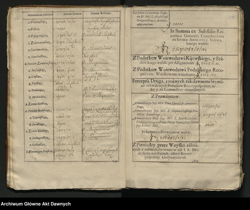 image.from.unit.number "Księgi obejmujące tzw. addytamenta wojskowe, delaty kwarciane, taryfy, hyberny i inne. 1643-1794"