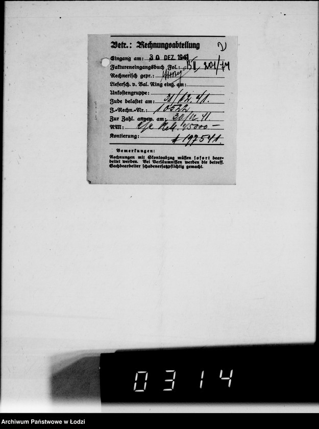 Obraz 8 z jednostki "fa.Hoppert. Rechnungen und Belege [za dostawy towarów dla Getta]"