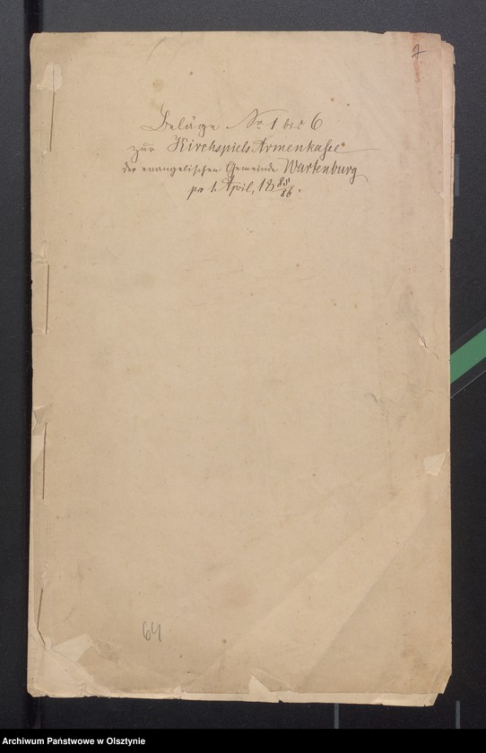 image.from.unit.number "Beläge zur Kirchspiels Armenkasse der evangelischen Gemeinde Wartenburg"