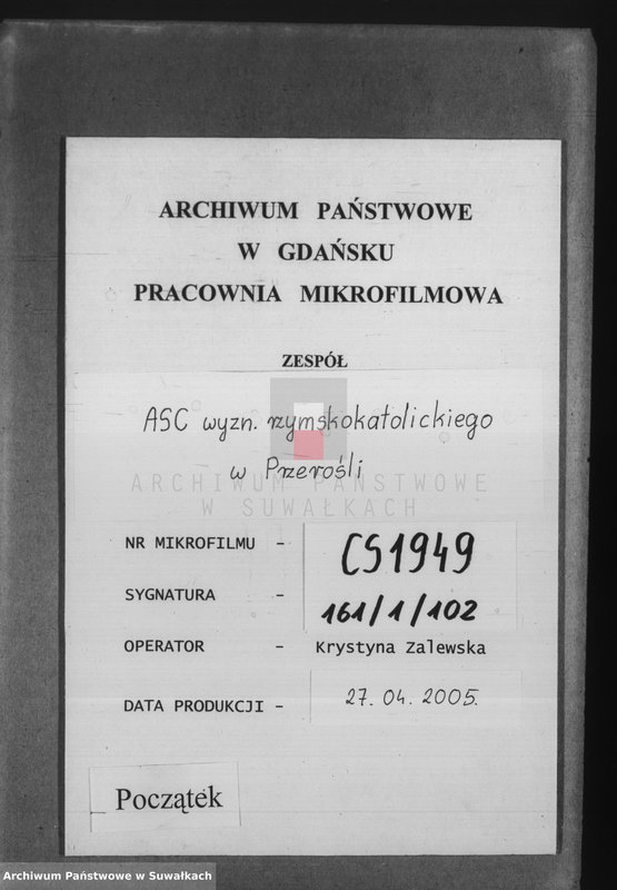 image.from.unit.number "[Duplikat akt urodzeń, małżeństw i zgonów wyznania rzymskokatolickiego parafii w Przerośli]"