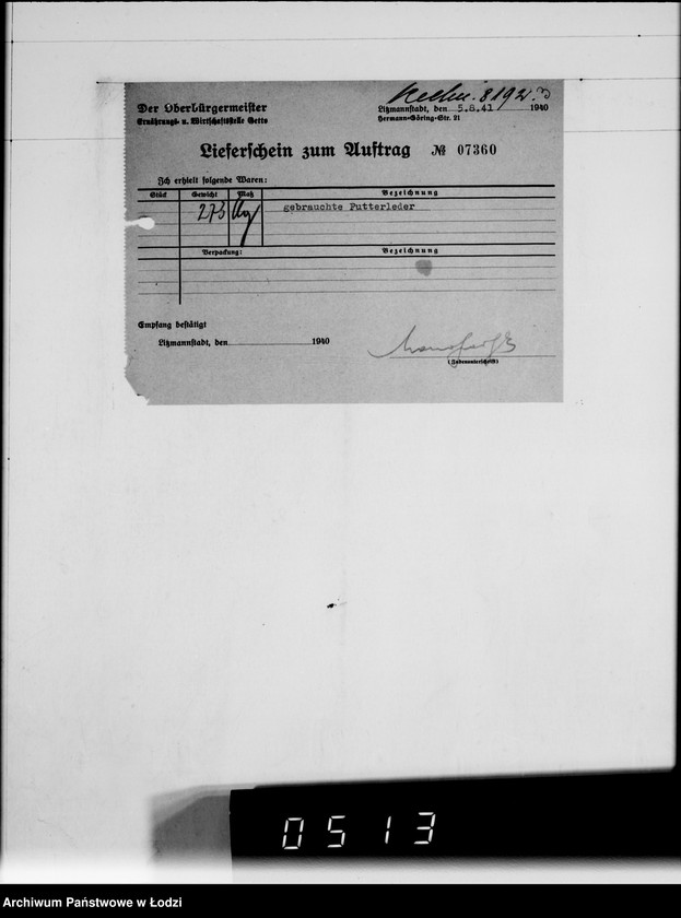 Obraz 7 z jednostki "Diverse Sch-Z [rachunki za dostawy towarów spoza Getta]"