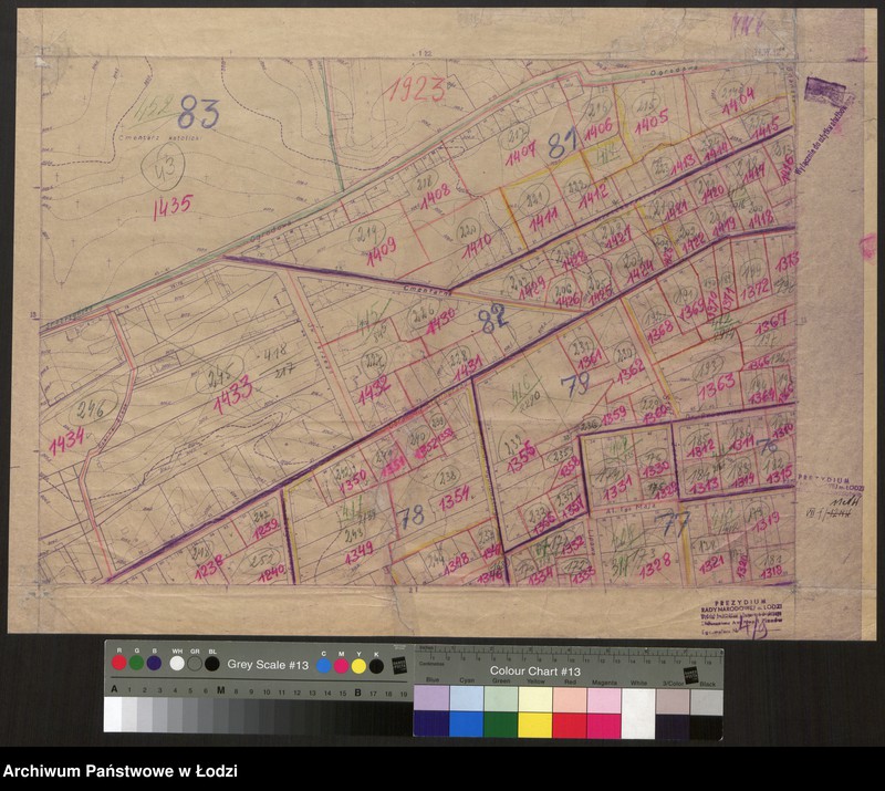 Obraz 1 z jednostki "Plan m. Łodzi 1:2000 z oznaczeniem podziału miasta na obwody i rejony spisowe. Sekcja NW12"