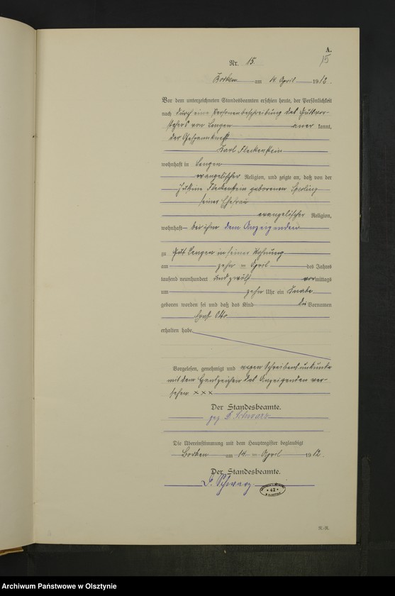 image.from.unit.number "Geburts-Neben-Register Nr 1 - 28 [Księga urodzeń wtóropis]"