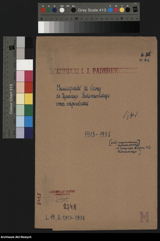 Obraz 2 z jednostki "Municiapalité de Vevey; Załączniki: a) zaproszenia; b) wycinek prasowy; c) 2 fotografie Bulwaru I. J. Paderewskiego; L.19 (odpowiedzi - rękopisy)"