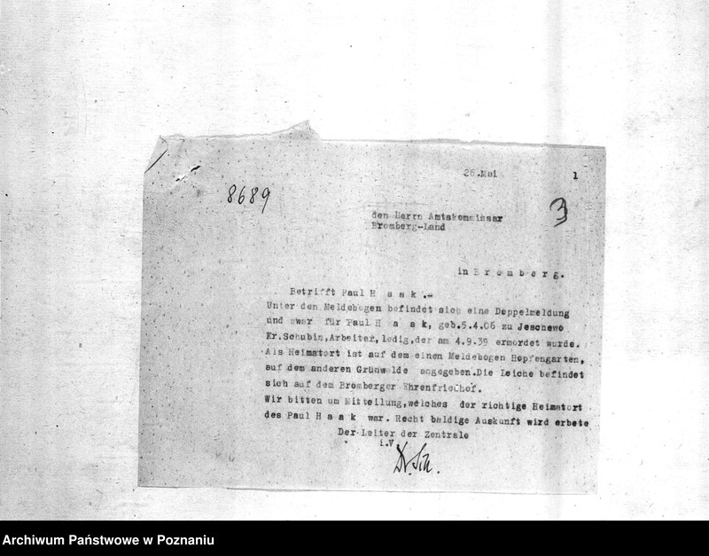 Obraz 7 z jednostki "Zgłoszenia zmarłych i zaginionych miejscowych Niemców w 1939 roku - powiat bydgoski"