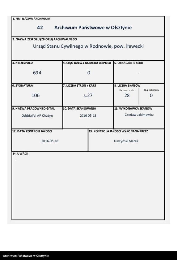 Obraz 1 z jednostki "Sterbe-Neben-Register Nr 1 - 26"