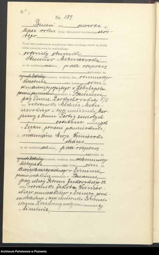 Obraz 6 z jednostki "Księga miejscowa małżeństw tom III [Rejestr główny małżeństw]"