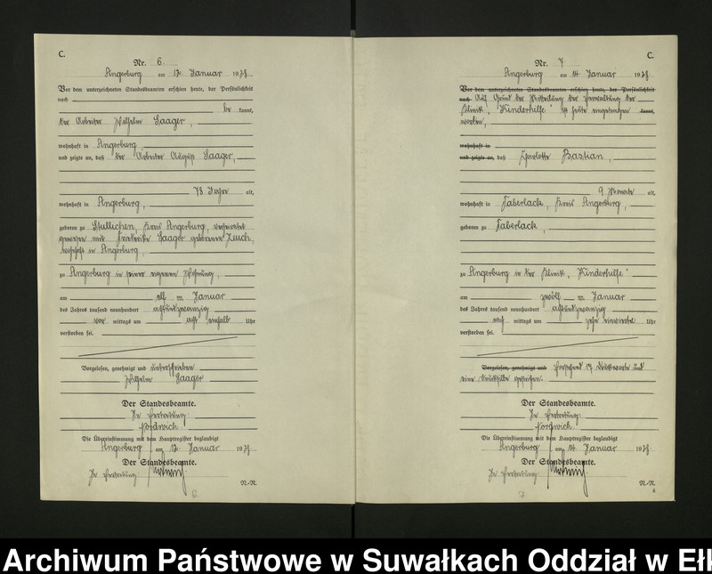 image.from.unit.number "[Sterbe - Register (Neben - Register) Standesamt Angerburg einschl. der Bezirke Gross Strengeln, Kehlen und Prinowen]"