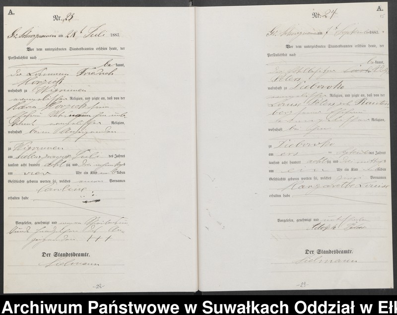 image.from.unit.number "Geburts-Haupt-Register des Königlich Preussischen Standes-Amtes Guszianka Kreis Sensburg"