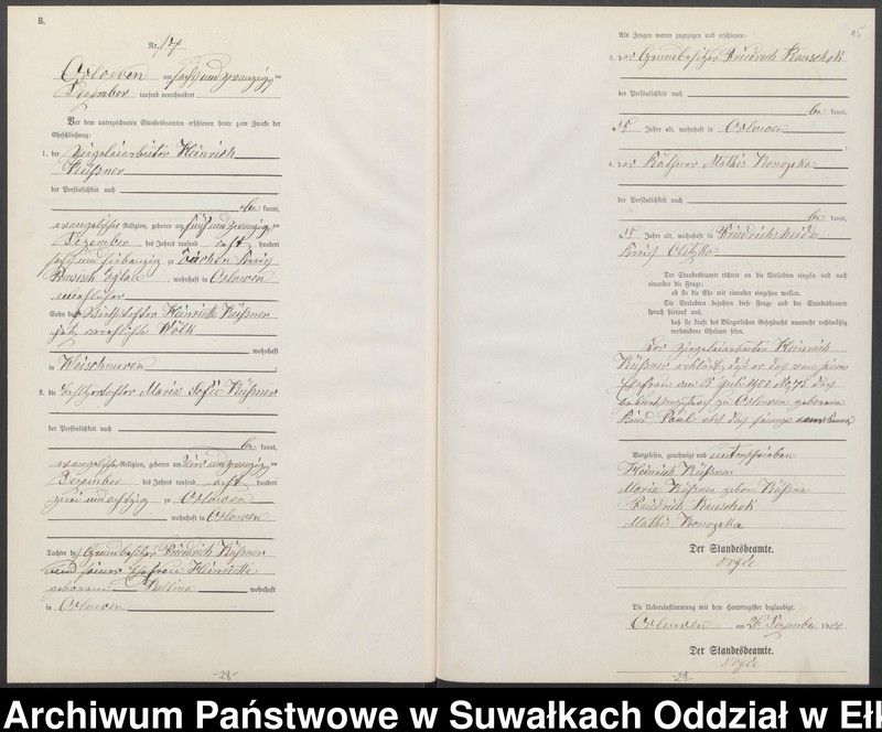 image.from.unit.number "Heiraths-Neben-Register des Preussischen Standes-Amtes Orlowen Kreis Loetzen"