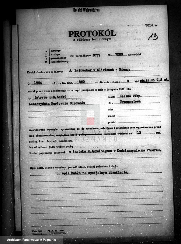 Obraz 18 z jednostki "Leszczyńska Hurtownia Surowców w Lesznie nr woj. kotła 7280"