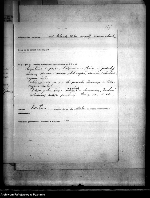 Obraz 19 z jednostki "Majątek Kosztowo powiatu wyrzyskiego /wyłączenie z art. 4 ustawy o wykonaniu reformy rolnej"