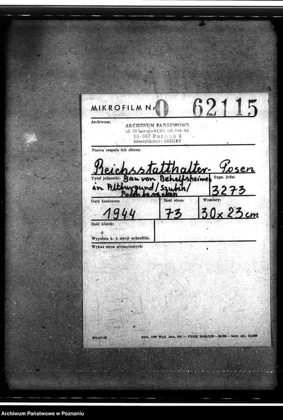 Obraz 2 z jednostki "Bau von Behelfsheimen in Altburgund (Szubin). Polenbaracken"