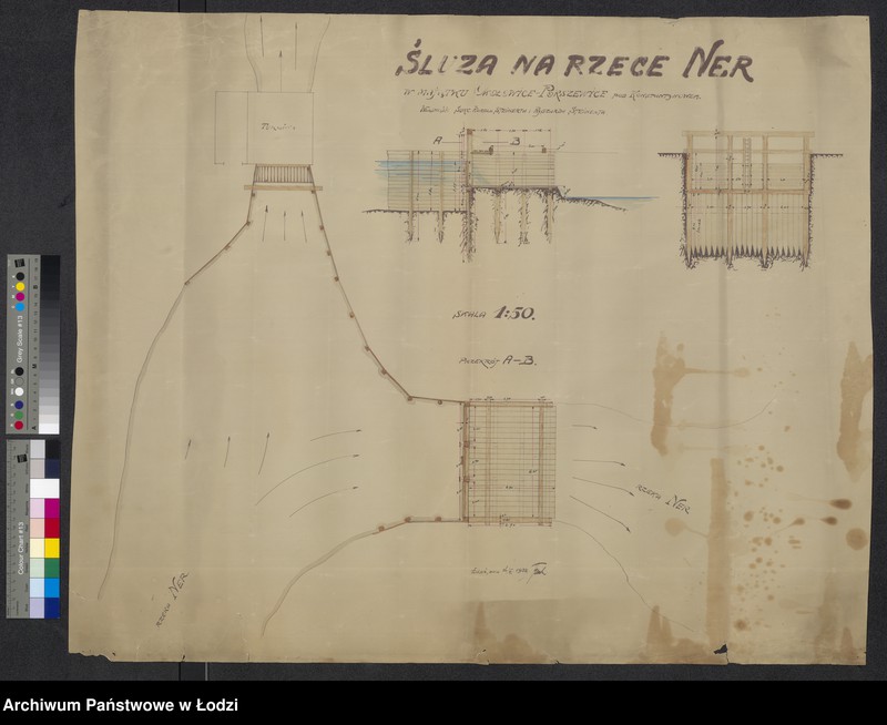 Obraz 1 z jednostki "Śluza na rzece Ner w majątku Okołowice Porszewice pod Konstantynowem. Własność sukcesorów Karola Steinerta i Ryszarda Steinerta"