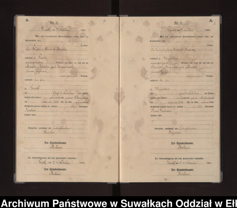 image.from.unit.number "Geburts-Neben-Register des Königlichen Preussischen Standes-Amtes Gneist Kreis Loetzen"