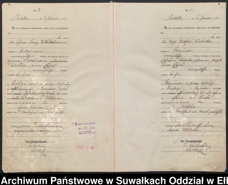 image.from.unit.number "Geburts-Haupt-Register des Königlichen Preussischen Standes-Amtes Belzonzen Kreis Johannisburg"