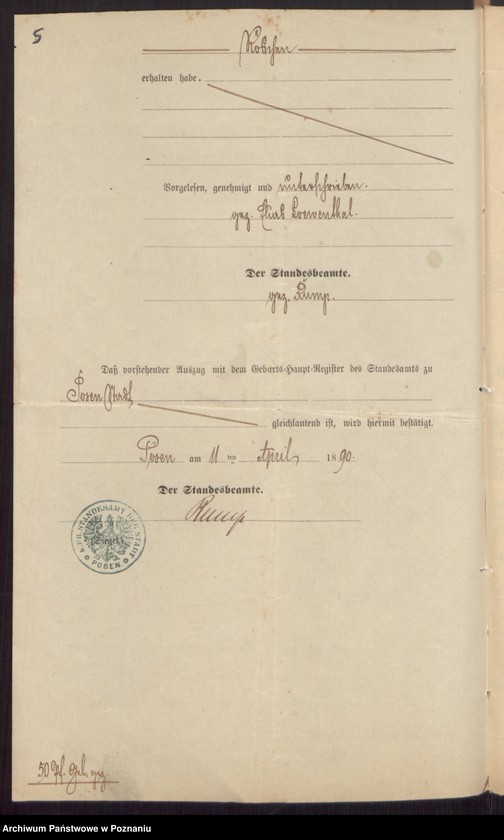 Obraz 7 z jednostki "Die von den Verlobten beigebrachten Urkunden zur Eheschliessung pro 1897"