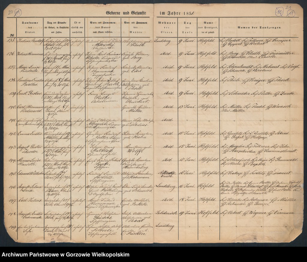 image.from.unit.number "Duplikate der St. Marienkirche zu Landsberg an der Warthe (zawiera też księgę zgonów Konkordien Kirche z 1851 r.)"