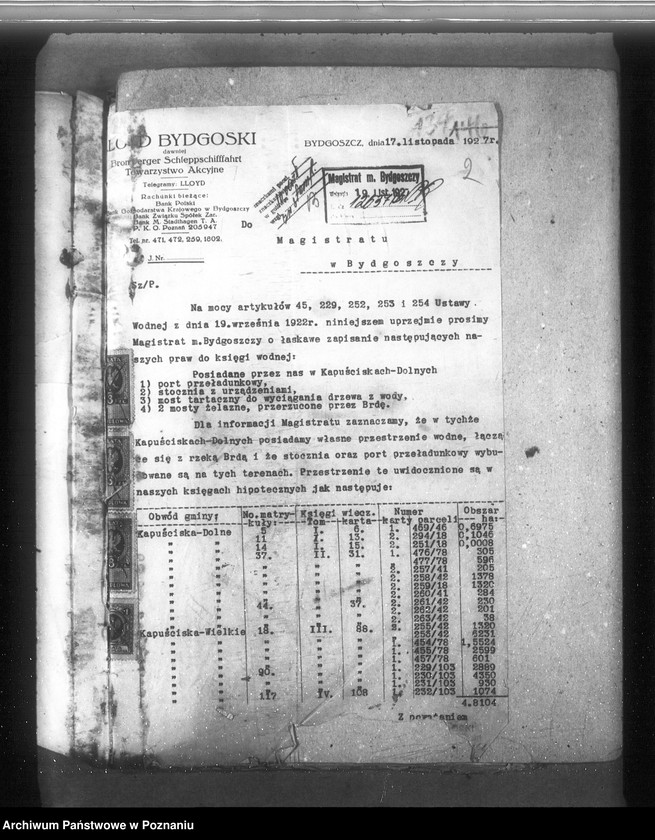 Obraz 6 z jednostki "/Uprawnienia wodne firmy Lloyd Bydgoski, Spółka Akcyjna Bydgoszcz ul. Grodzka 28/29/"